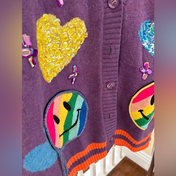 Smiley face cardigan 2 colors are available —— purple color - Picture 5 of 7